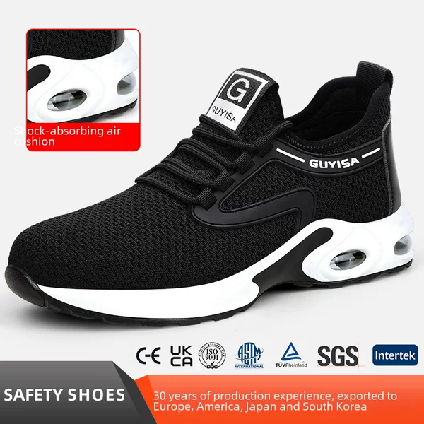Labor Protection Shoes for Men, Anti-Odor, Soft Sole, Anti-Smash, Anti-Puncture, Steel Toe, Lightweight, Comfortable, Safety Shoes, All-Season Work Shoes, Cross-Border