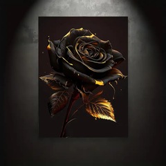 Cross-border modern minimalist black gold rose canvas painting bedroom living room home background wall decoration frameless painting wall art
