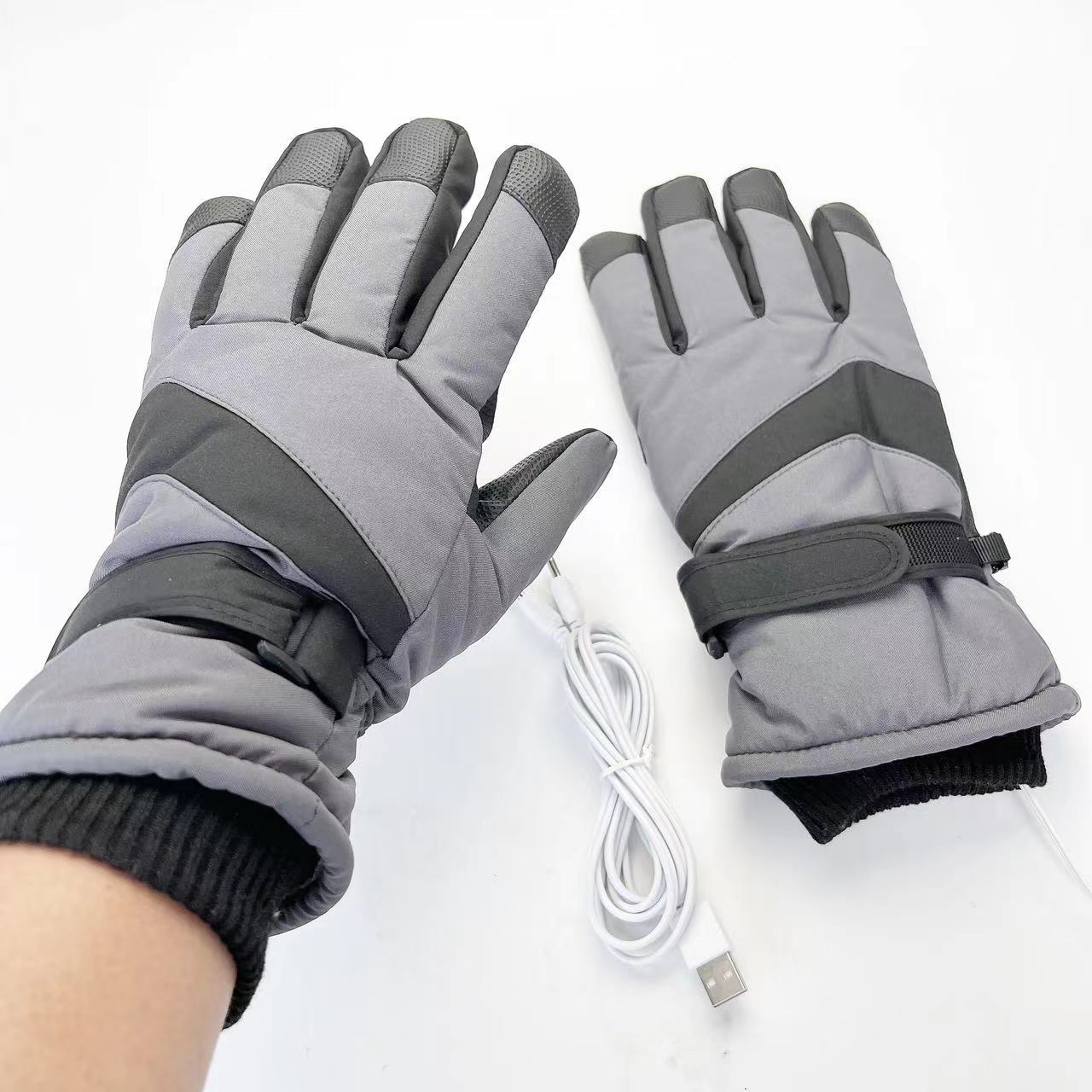 Guanti riscaldanti USB Guanti da sci invernali caldi riscaldanti palmo ispessito antiscivolo touch screen tessuto Oxford sport equitazione_voghion.com