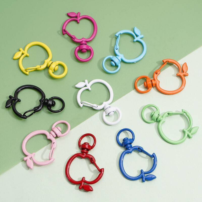 Candy-Colored Painted Apple Spring Clasp with Colorful DIY Accessory Parts for Handmade Bead Art Cartoon Doll Hanging Clasp