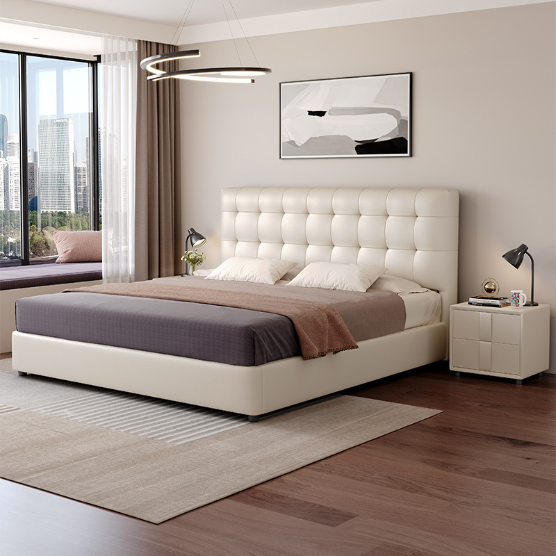 Leather Bed. Master Bedroom 1.8m Double Bed 1.5m Solid Wood Bed 2025 New Upholstered Bed Waffle Bed Leather Bed. Master Bedroom 1.8m Double Bed 1.5m Solid Wood Bed 2025 New Upholstered Bed Waffle Bed