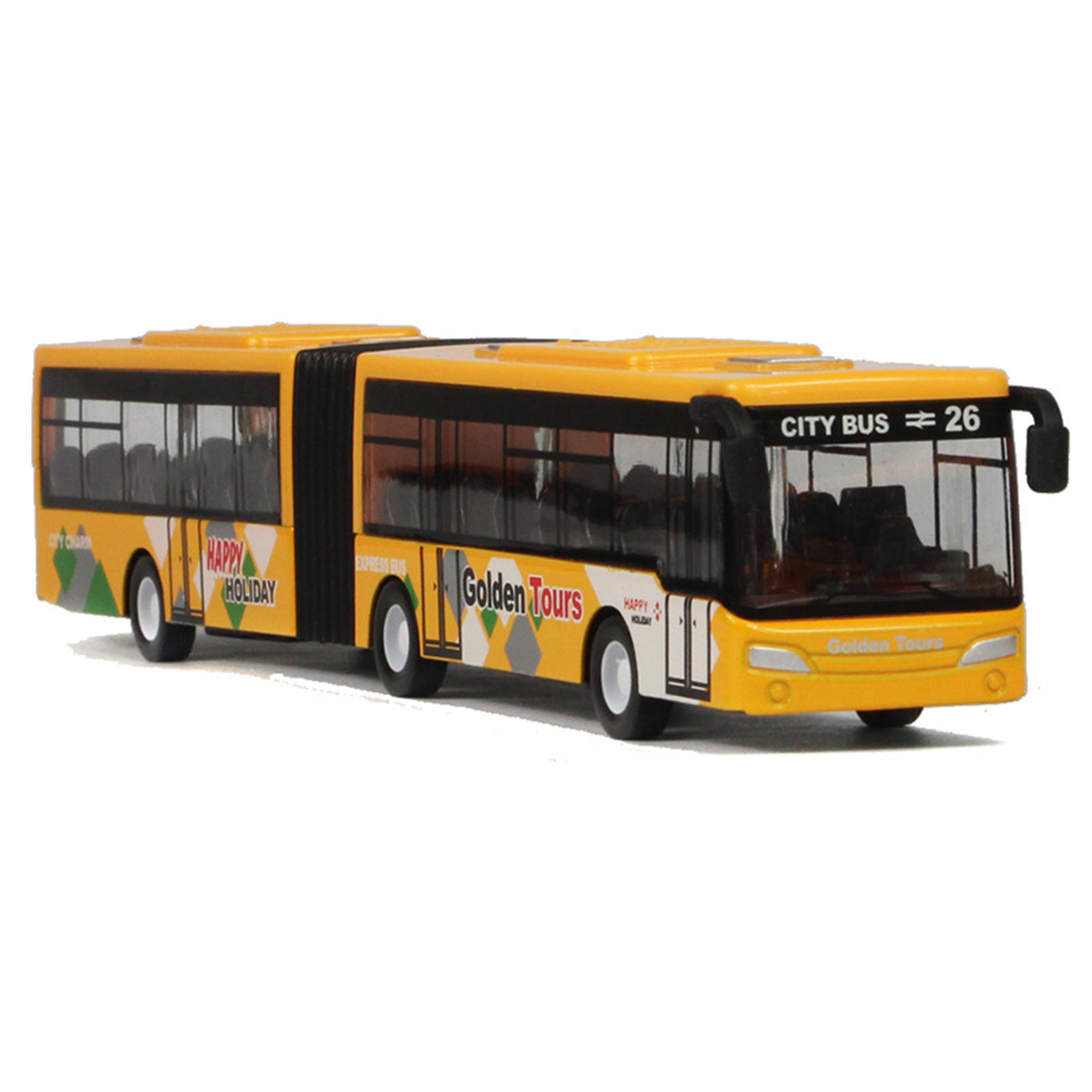 1:48 lengthened bus bus alloy model plugback ornaments toy medium-size double-section bus cross-border recommend