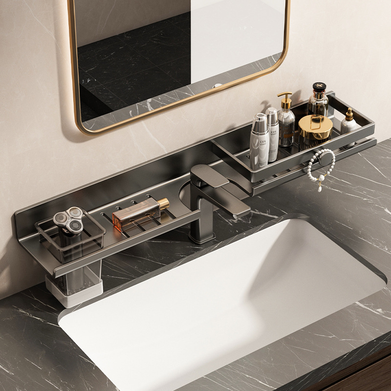 Mirror Front Toilet Storage Rack Toilet Faucet Washbasin Wash Table Wall-mounted Punch-free Bathroom Shelf
