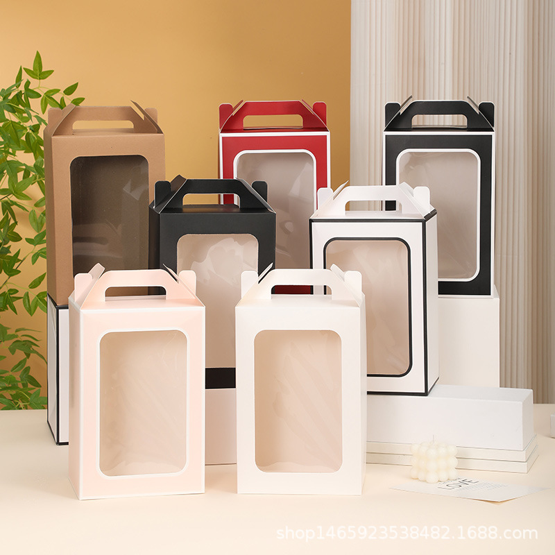 Bolsa de regalo del día del maestro, bolsa de papel de ventana abierta, bolsa de regalo de día de San Valentín, bolsa de regalo de mano transparente, embalaje de flores de cumpleaños