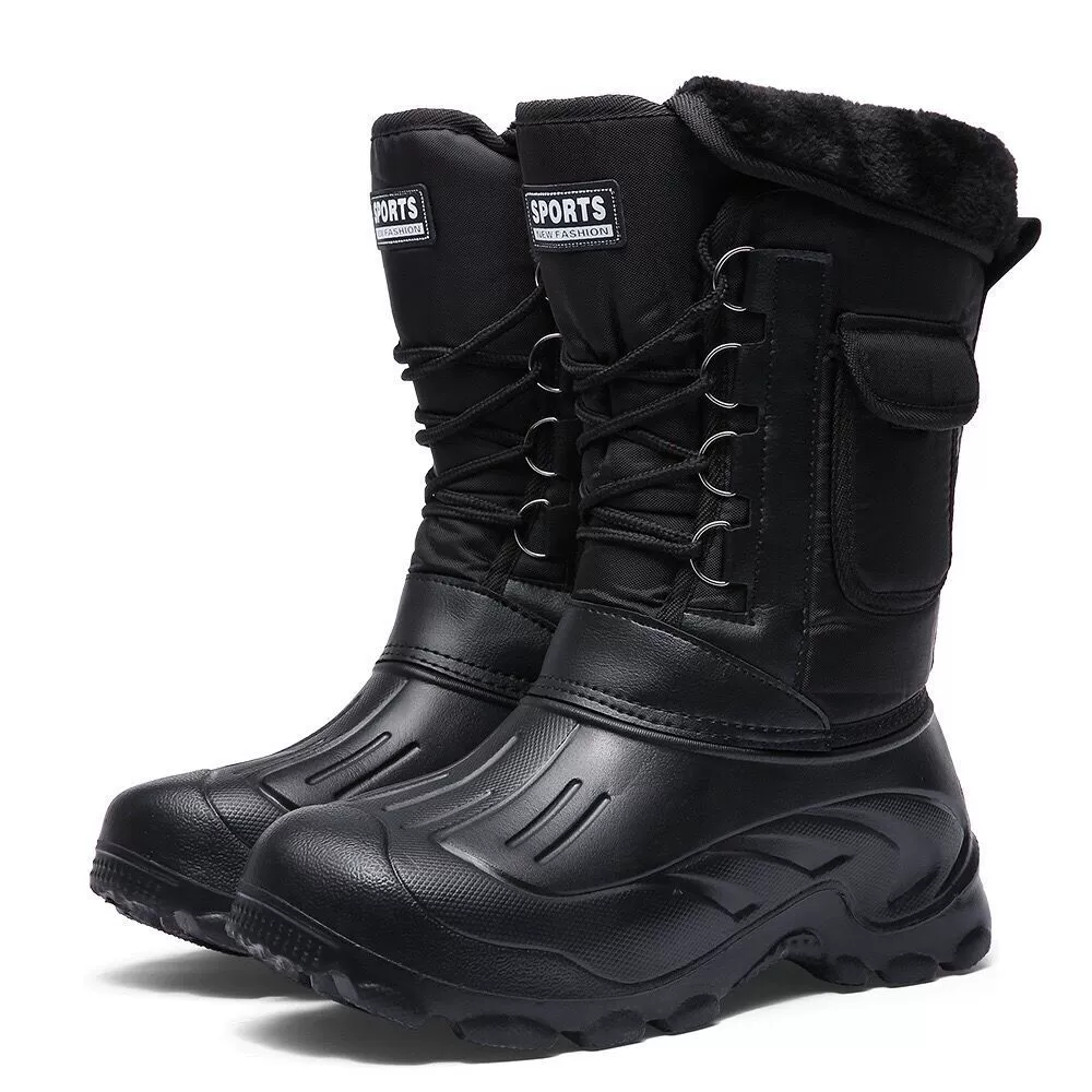 Men's Snow Boots, Insulated Waterproof Outdoor Boots, Lightweight 1.1 kg, Sizes 37–46