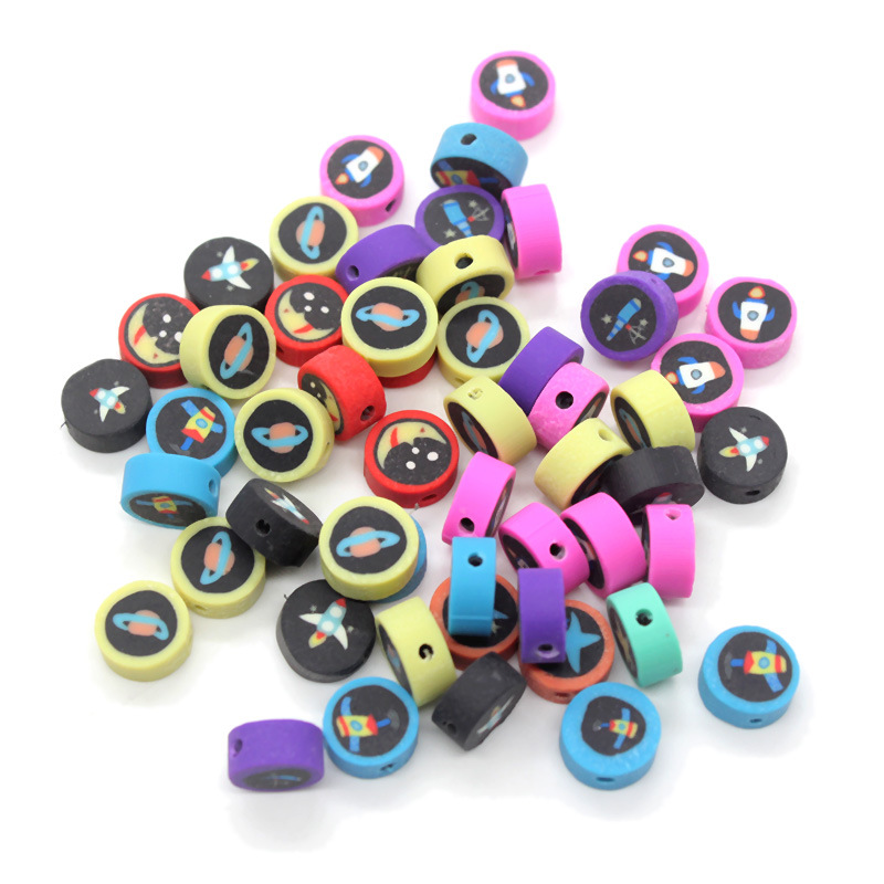 Cuentas de cerámica suave DIY, caras sonrientes, sueltas para pulseras y collares