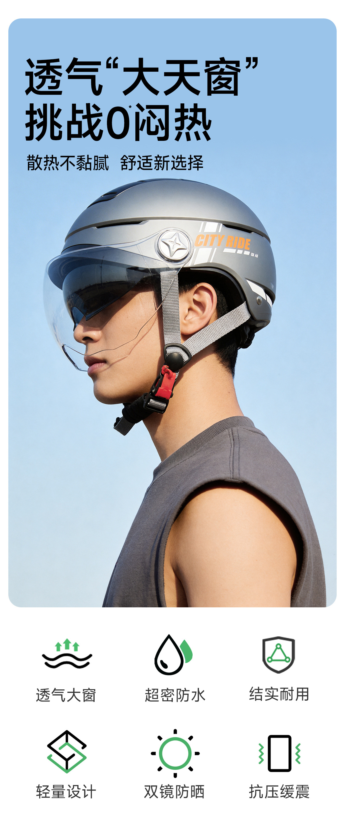 3C sunroof helmet, electric vehicle helmet, unisex universal size, ventilated summer helmet, summer half helmet, motorcycle helmet