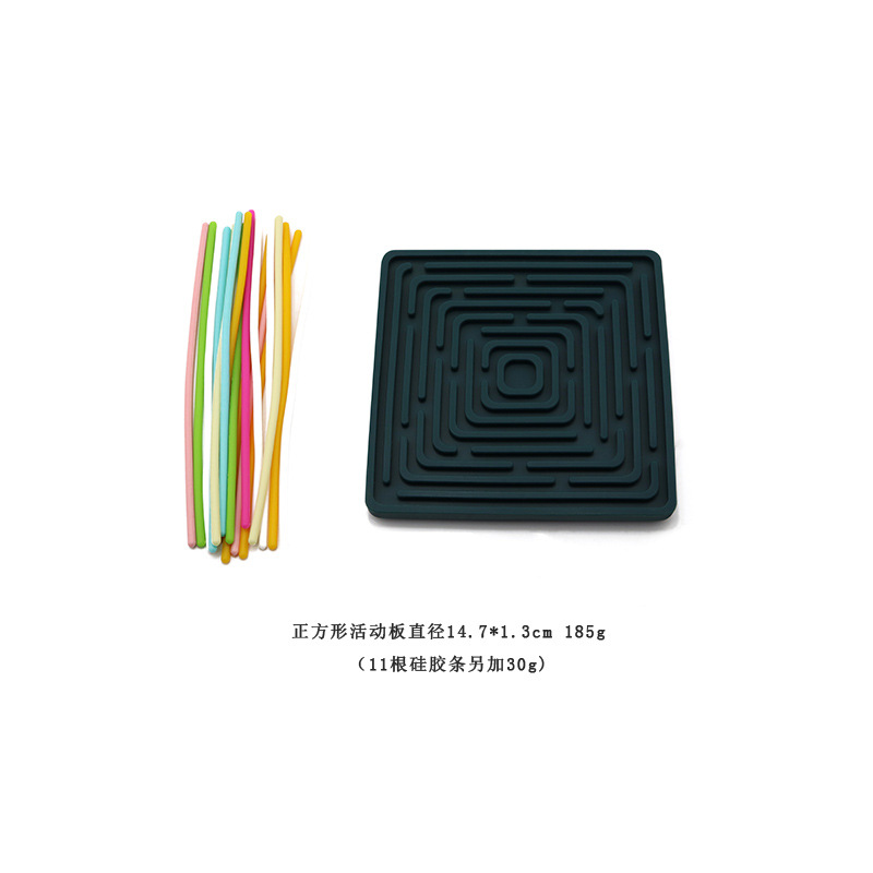 정사각형 - 녹색(실리콘 스트립 12개 및 검정색 천 가방 포함)