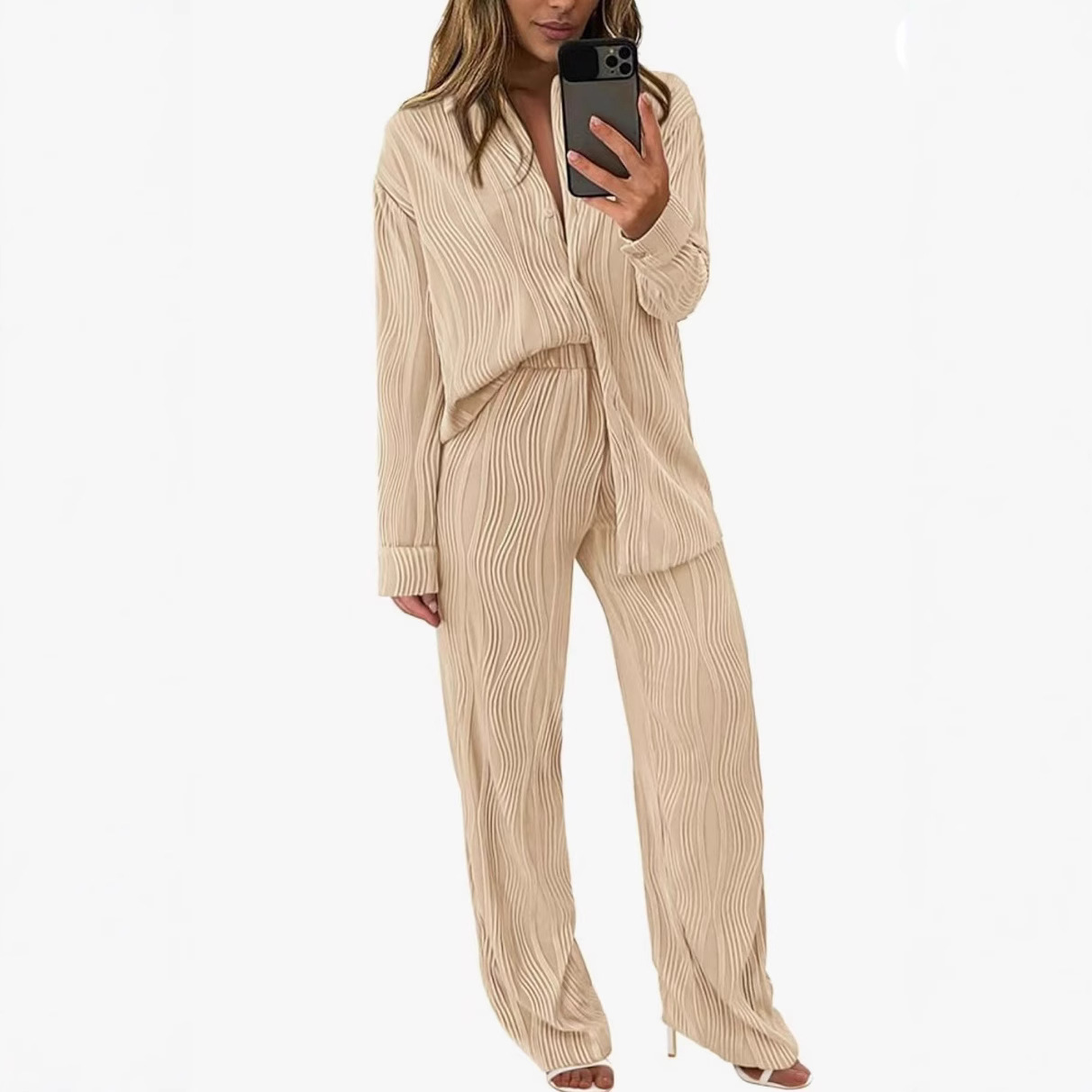 Conjunto de Ropa de Casa Holgado para Mujer de Poliéster para Otoño