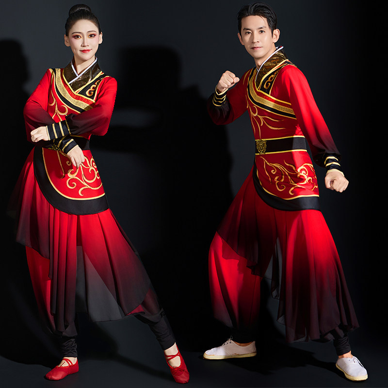 2026 New Model Drumming Performance Costume, Chinese Style Elegant Unisex Majestic Gong and Drum Dance Outfit