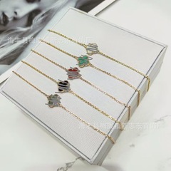 Mini四つ叶のクローバーのブレスレットの女性メッキ18kバラ金ミニ天然紅玉髄貝母瑪瑙シンプルな手