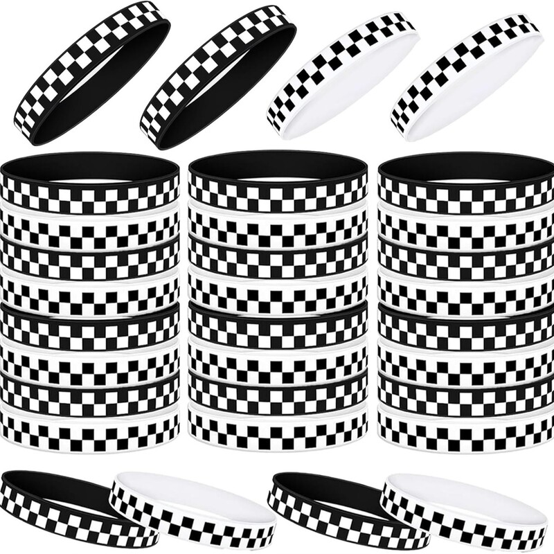 Retro Classic Black and White Checkered Silicone Bracelet Trendy Jewelry Everyday Versatile Fashion Accessory Rubber Bracelet