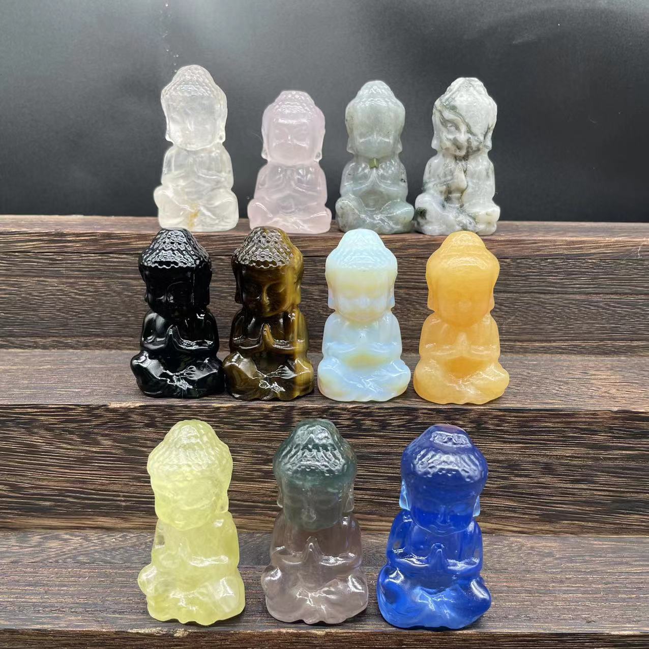 6cm 天然石雕刻宝宝佛 半宝石雕刻摆件crystal buddha