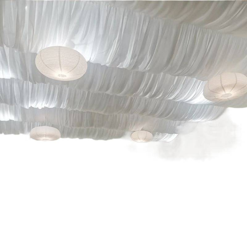Decoración de boda decoración de techo ondulado cortina patio decoración de dormitorio polvo hotel superior