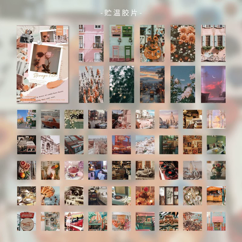 Paper Sticker Set Paris Diary Series, Retro INS Designs, 55 pcs, 12 Models (14×10×1.5 cm)