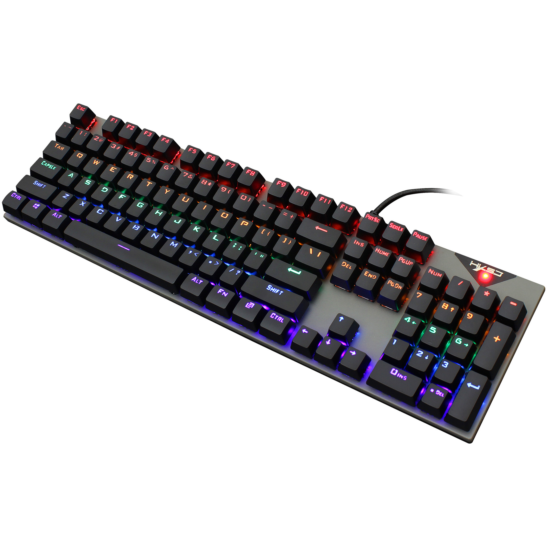 Mechanische Tastatur in arabischer Sprache mit 104 Tasten, blauer Achse und mehr als 20 Arten von Tastaturen mit bunter Beleuchtung_voghion.com