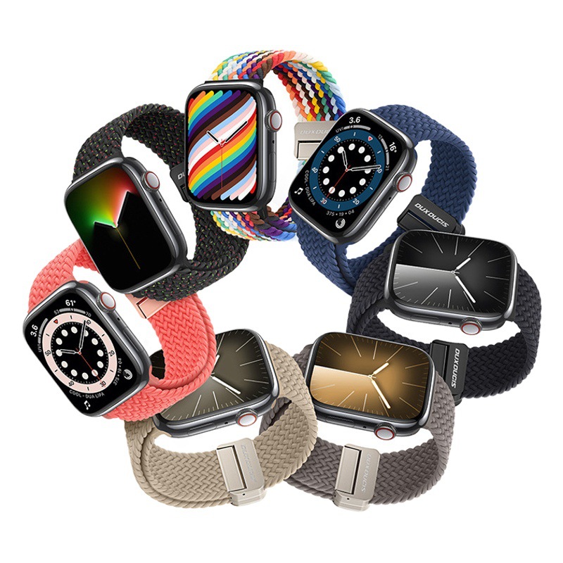 Correa elástica de Apple tejida de nylon adecuada para AppleWatch hebilla de succión magnética correa de reloj deportivo al por mayor transfronteriza