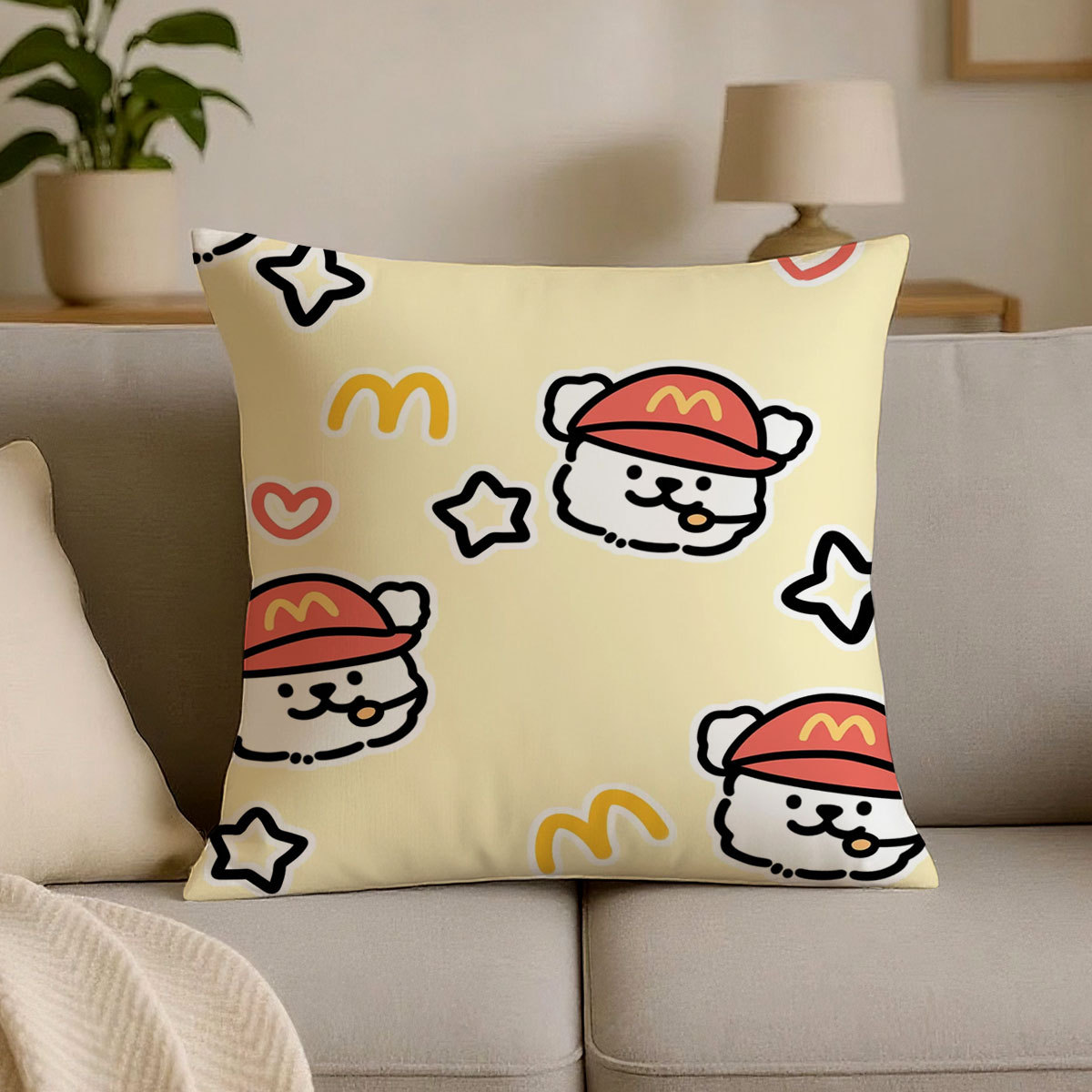 Line Puppy Pillow Home Decoration Living Room Sofa Pillow Dormitory Cushion 2025 New Cute Pillow Pillow Case