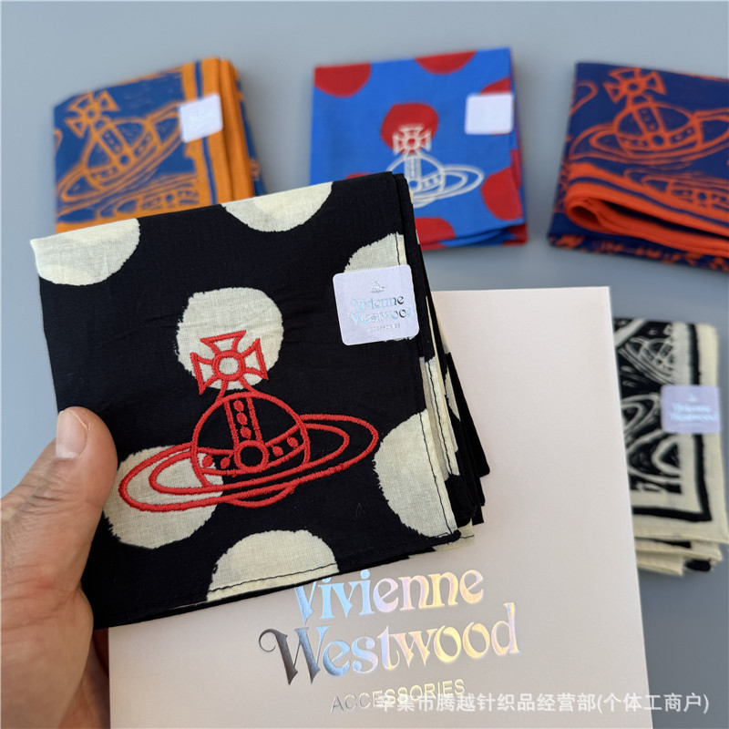 In-Stock Japanese Empress Square Scarf Saturn Embroidery Polka Dot Graffiti Star Striped Plaid Decorative Handkerchief Small Square Scarf