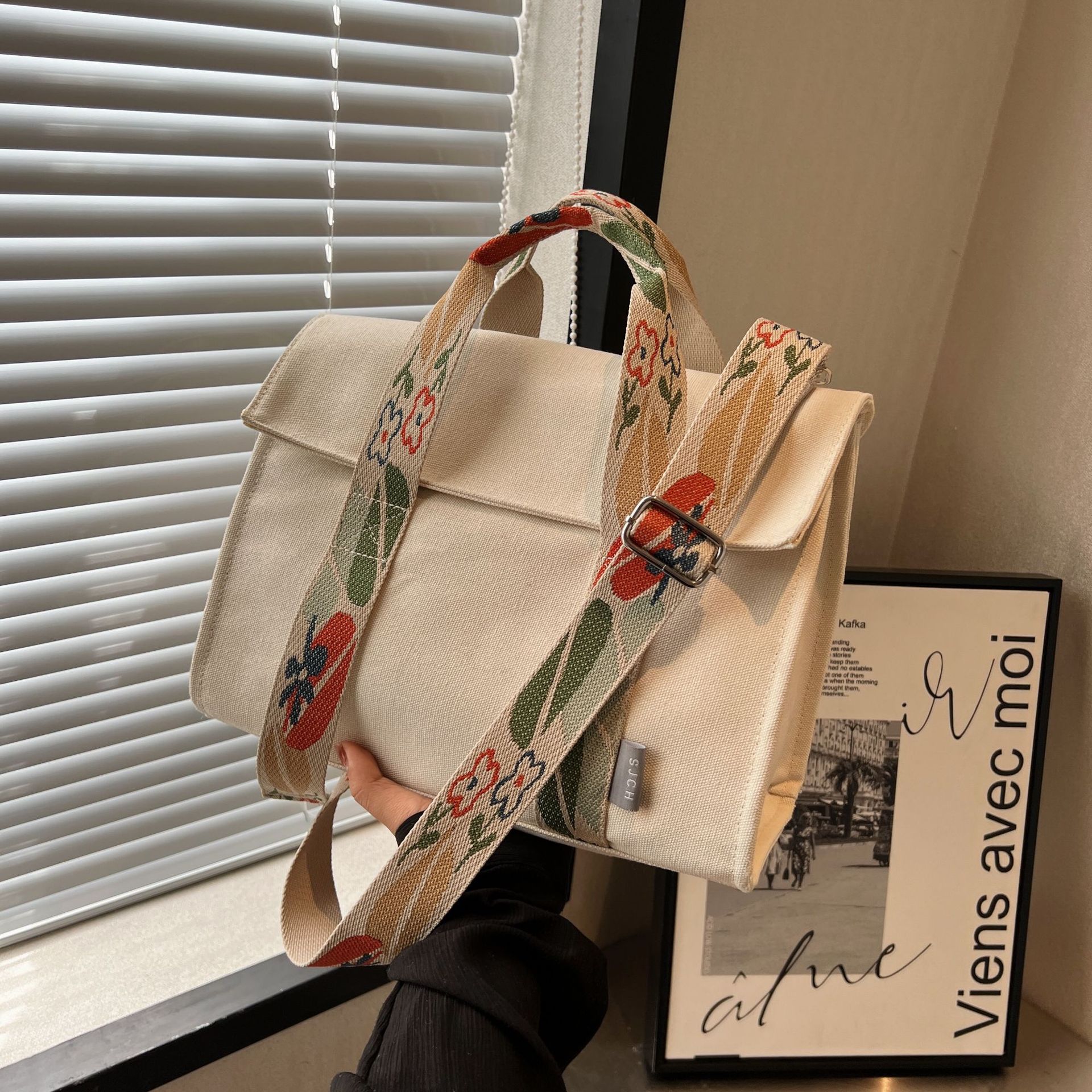 Bolsa de lona de gran capacidad con diseño de nicho, bolso de mano personalizable, bolso de mano, bolso de hombro tipo bandolera de viaje a la moda para mujer