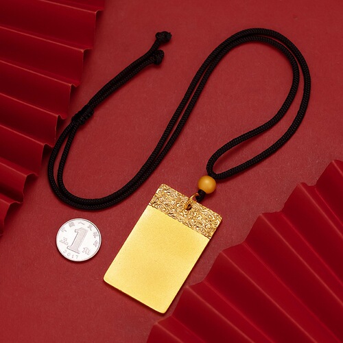 Copper gold-plated Xiangyun Wushi brand necklace for men and women, rectangular and atmospheric Vietnamese sand gold Wushi square brand pendant wholesale