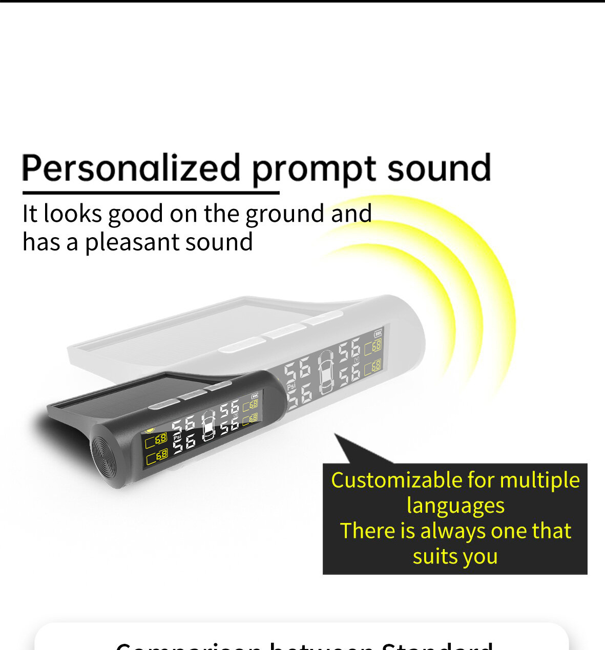 Ty01 Tire Pressure Monitoring System High-Precision Solar-Powered Tire Pressure Monitor Tpms Tire Pressure Wireless Device Smart