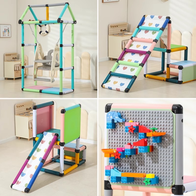 Pipa escalada marco accesorios perimetrales agujero tablero de agujero espacio tablero de roca trampolín puente arco iris para niños puente colgante