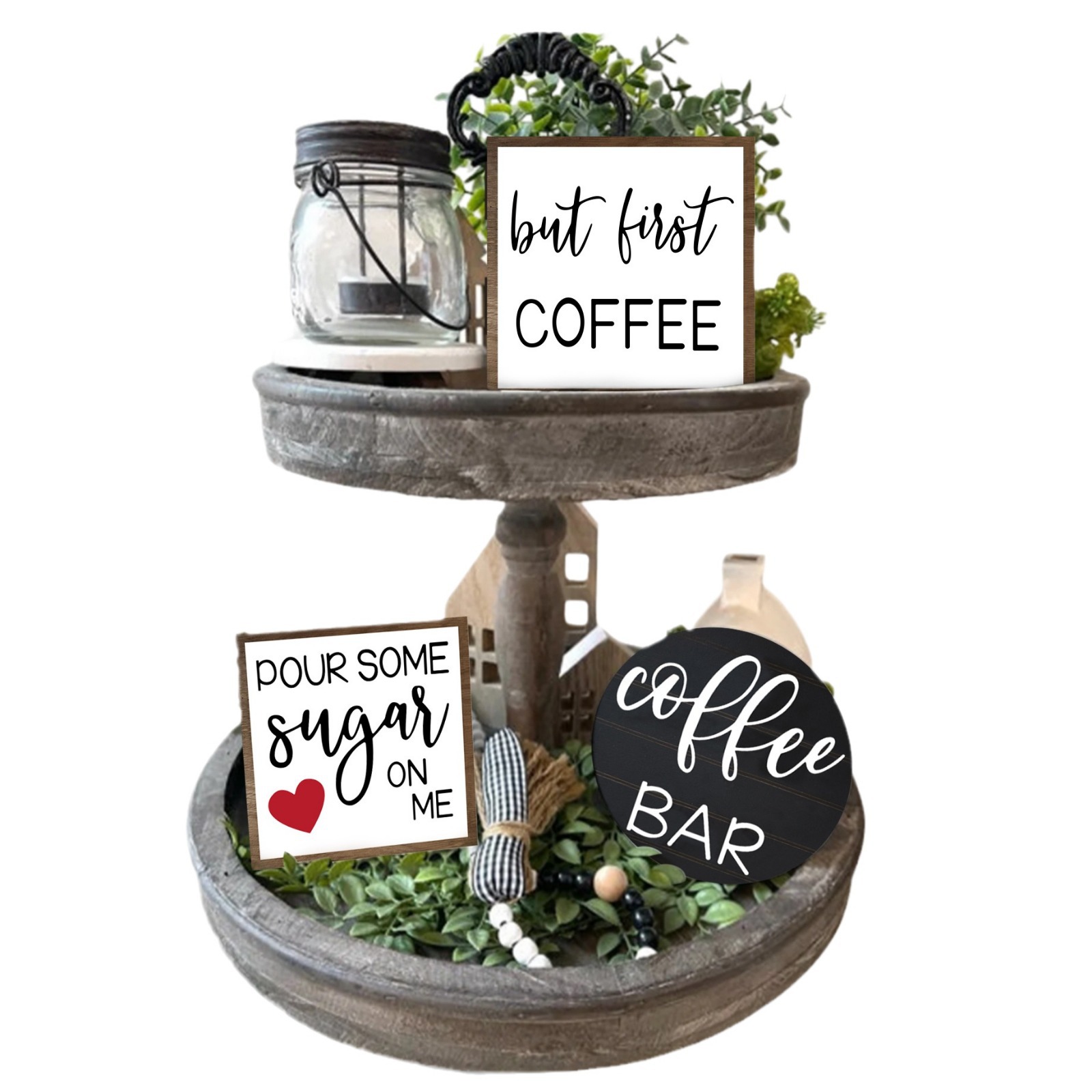 Coffee wooden layered tray coffee shop atmosphere decoration, desktop ornaments_voghion.com