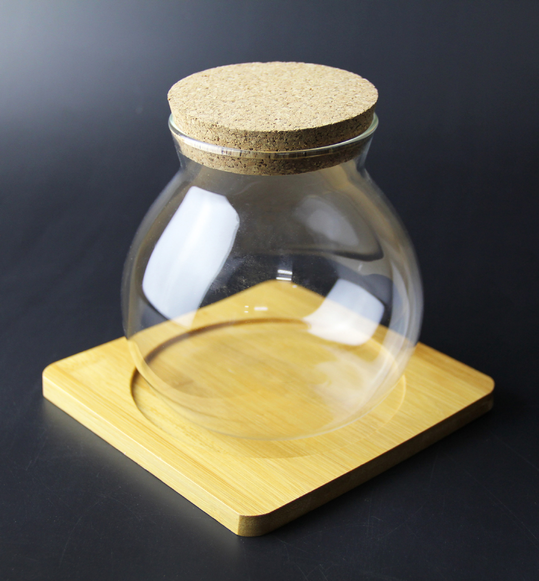微景观生态瓶 木塞玻璃瓶 苔藓DIY制作容器 带灯木塞玻璃瓶批发桌
