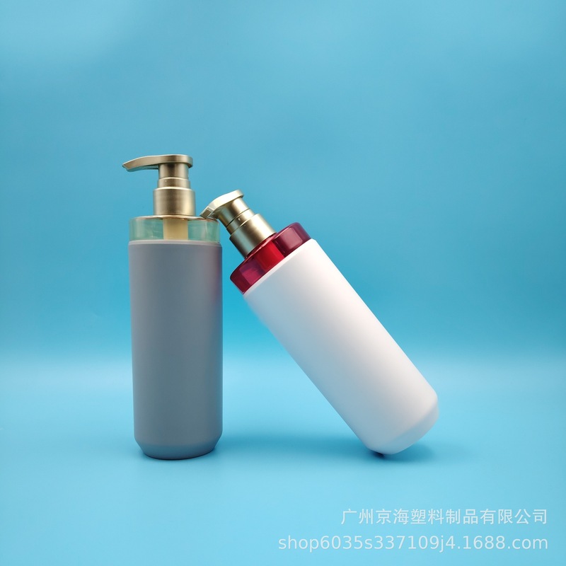 工厂定制高端平肩圆底洗护瓶500mlpet塑料外套PP注塑件洗发水瓶子|undefined