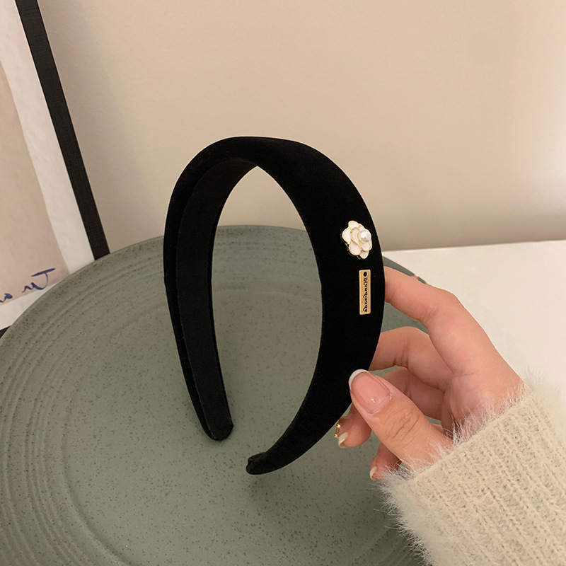 Chanel estilo retro simple flor negro diadema de viaje accesorios para el cabello de la diadema de moda elegante para mujer del todo fósforo de las mujeres