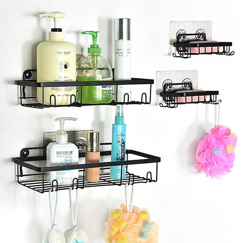 Estante de almacenamiento de baño de acero inoxidable Artículos de tocador de baño sin perforar Estante de almacenamiento montado en la pared Gel de ducha Estante de jabón