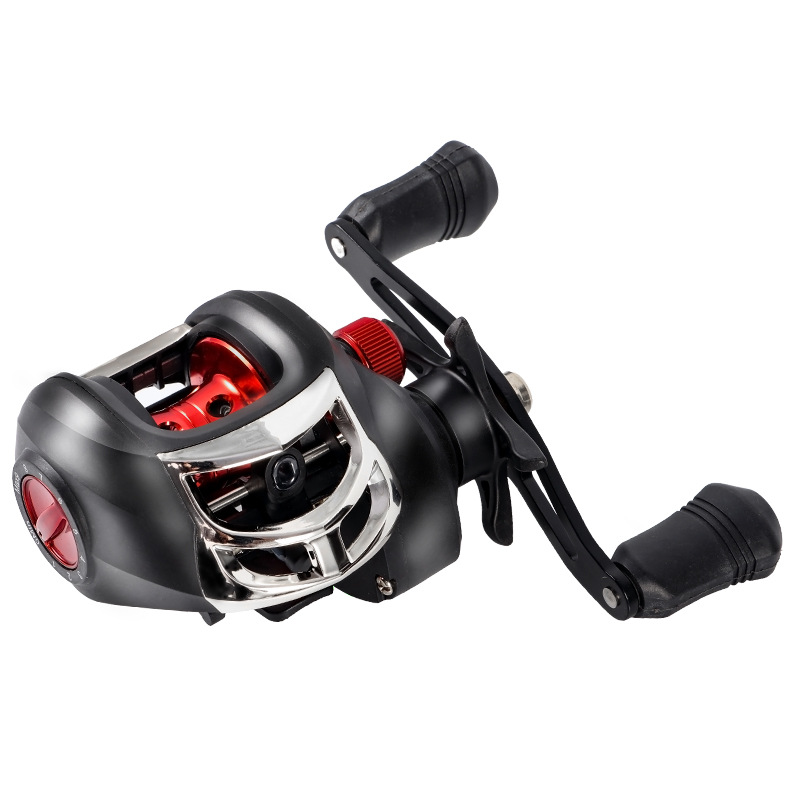 Rueda de goteo de agua negra y roja Luya Rod Set Luya Rueda anti-fritura de alambre de metal de larga distancia puente de lanzamiento de engranajes de engranajes de pesca de boca de caballo