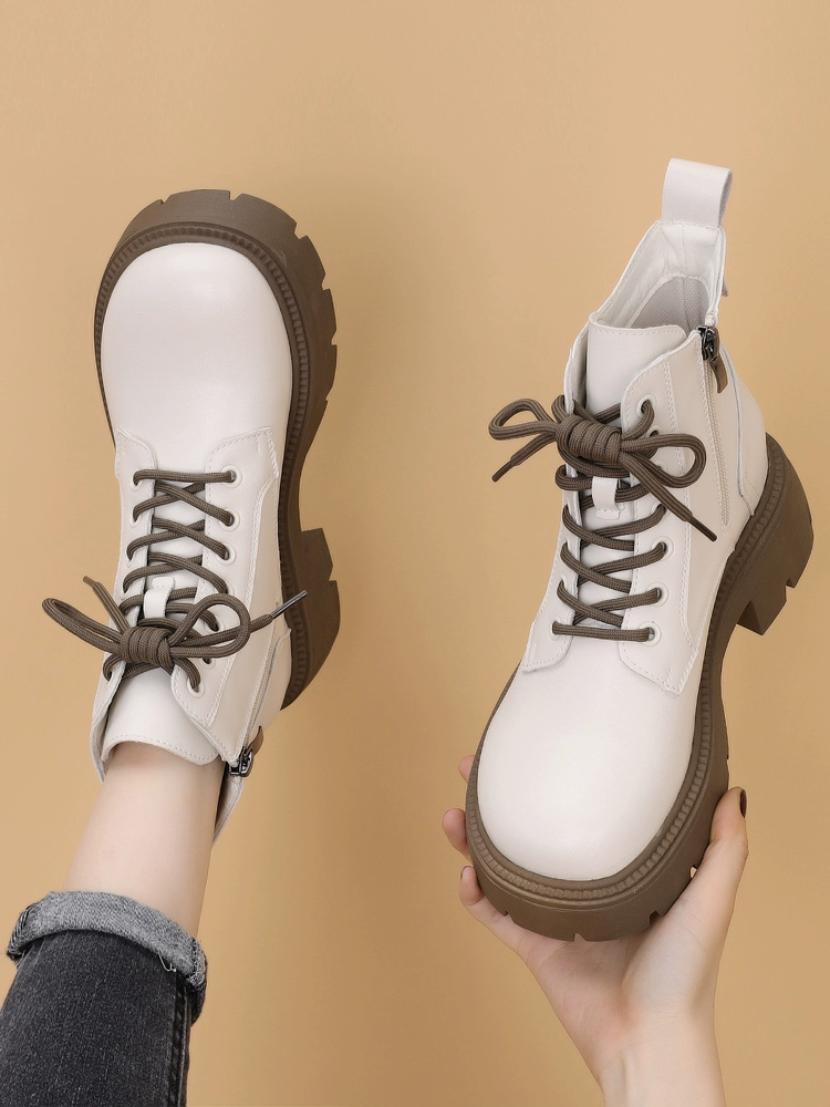 Маленькие женские сапоги в британском стиле, новинка осени 2024, супер популярные короткие сапоги на толстой подошве для маленьких людей