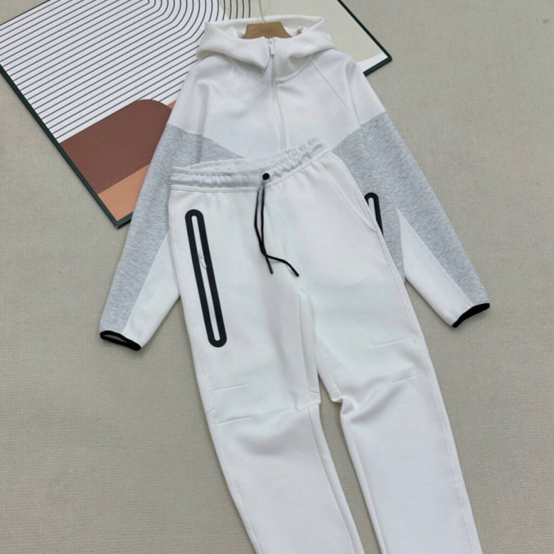 24SS hombres otoño e invierno marca compartida calle cremallera chaqueta con capucha pantalones rectos traje deportivo y casual image 24