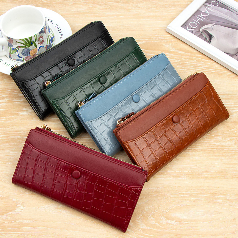 New Cross-Border Wallet with a High-End Stone Pattern for Women, Long Style, 80% off with Side Zipper Wallet