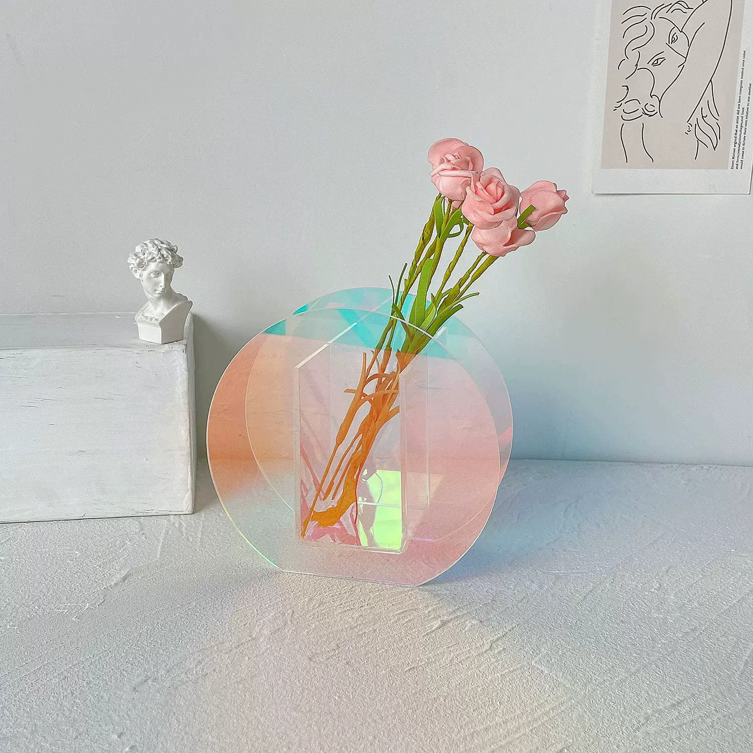 桌面亚克力花瓶装饰品干花仿真花装饰品鲜花花瓶装饰品创意