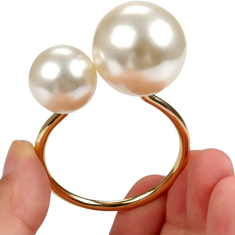 Pearl, Metal Material Round Pattern Simple Round Pearl Metal Napkin Rings 6 Pieces Per Pack