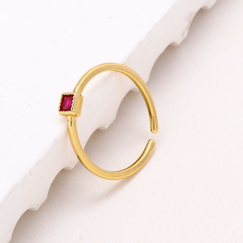 Simple Style Square Copper Inlay Zircon Open Rings display picture 4