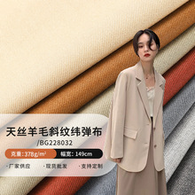 厂家秋冬休闲女装面料天丝羊毛斜纹梭织布纬弹布西装tr布料批发