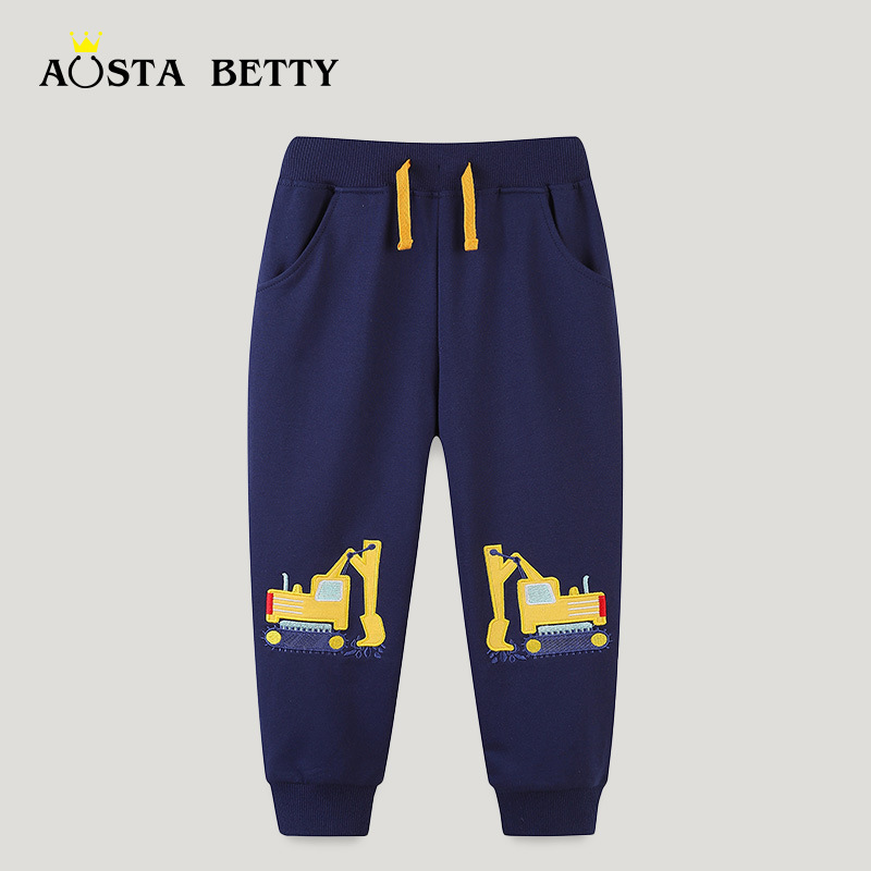 European and American style autumn new boys' pants wholesale small and medium-sized children's cartoon embroidery children's sports pants a consignment