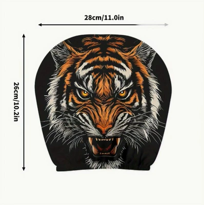 pullover printed car headrest cover, TEMU, Universal seat cover - tiger-double-sided-printing-1-piece