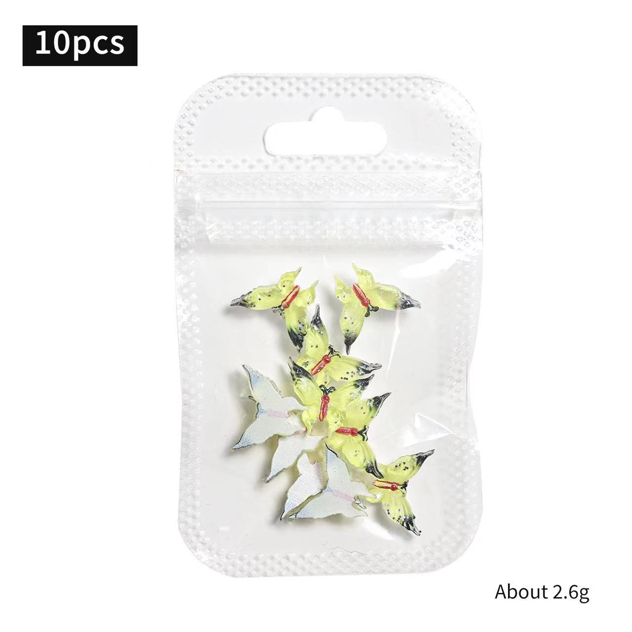 Resina de manicura roja de hadas joyas de mariposa pequeña fresca de dos colores estereoscópica gran mariposa accesorios de uñas de color gradiente