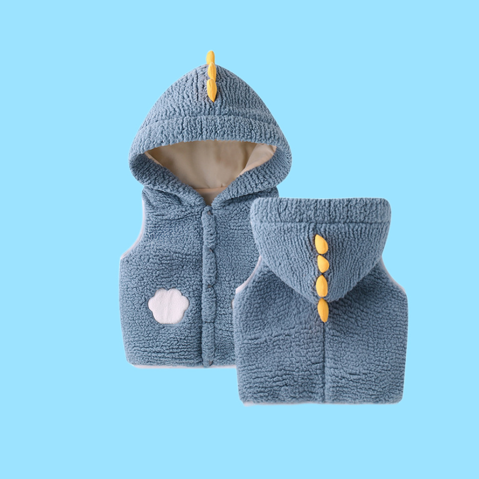 [조끼 기모] 블루 공룡