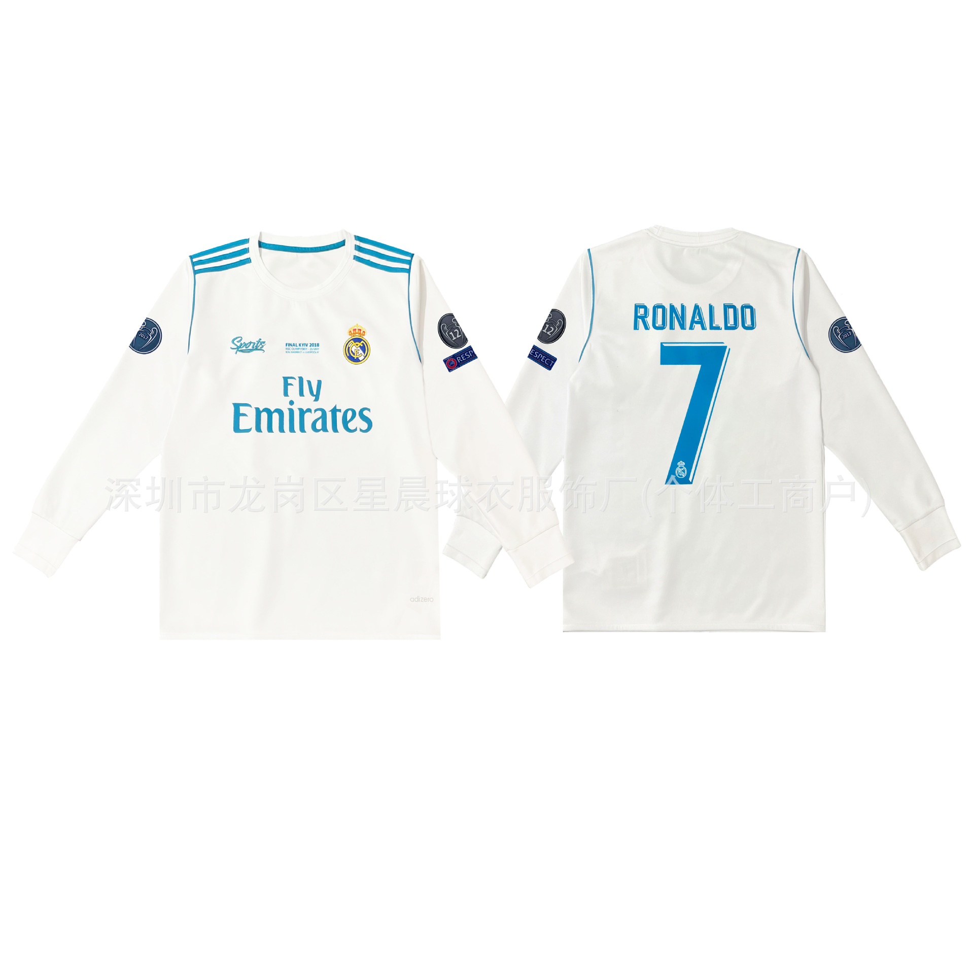 1718 same style Real Madrid casual long-sleeve sweatshirt T-shirt trendy brand C. Ronaldo sweatshirt autumn and winter clothing cross-border wholesale