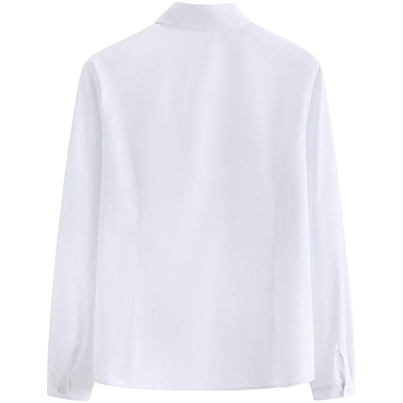 白シャツ半袖長袖女性修身白シャツ純色基礎金先襟学院風制服班服不透明