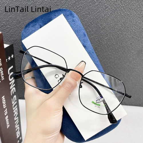 D80002 Metal Milk Coffee Rose Gold Eyeglass Frame Retro Literary Style Anti-blue Light Glasses Can Be Customized for Myopia