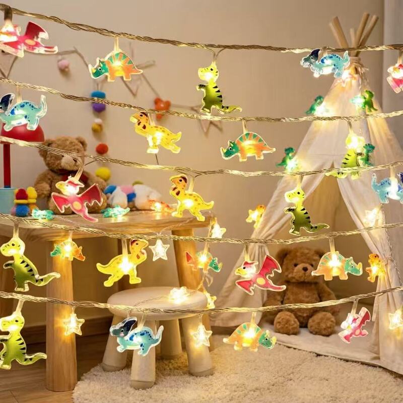 Colorful Cartoon Dinosaur World Small Colored Lights Flashing String Lights Children's Room Decoration Lights Birthday Stall Atmosphere Light String