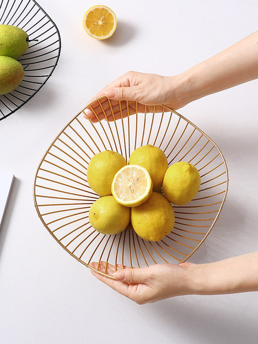 Factory Direct Sale Nordic Creative Fruit Basket New Iron Wire Home Fruit Plate Snack Storage Basket Living Room Desktop Storage