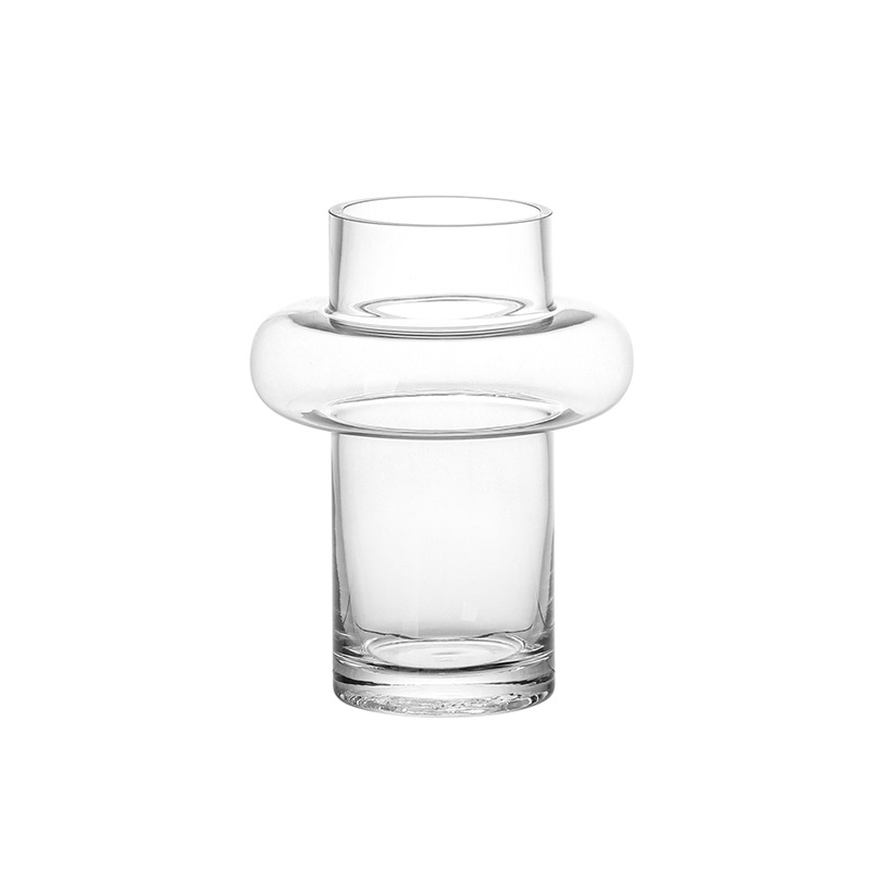 Jarrón grande y sencillo de estilo europeo para arreglos florales de cristal, flor pequeña de cintura, dispositivo hidropónico para flores secas, adornos de alta gama